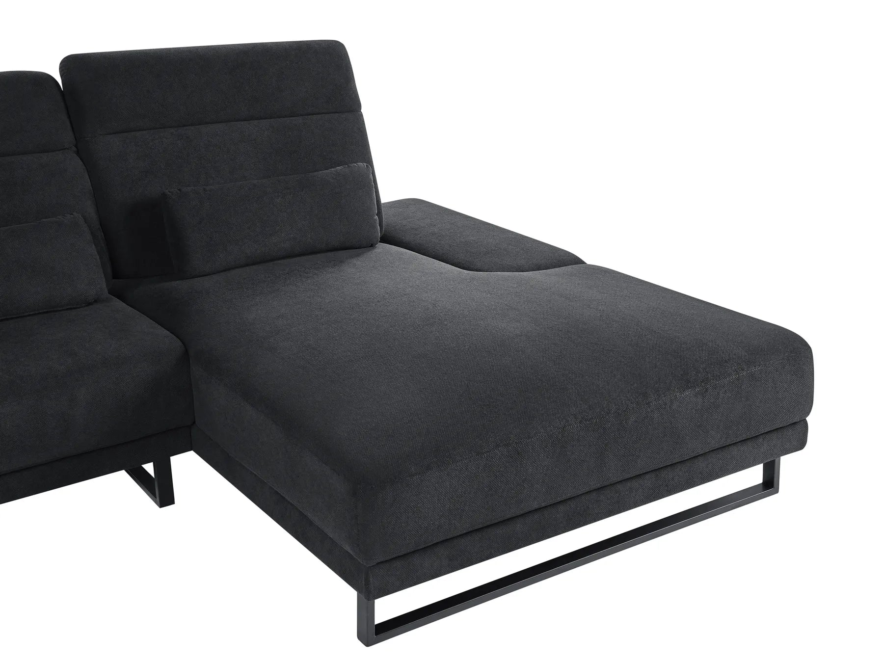 Corner Sofa 4 Seater IKAST Fabric Black Left Hand