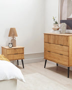 2 Drawer Bedside Table TIMMINS Pine Wood Brown