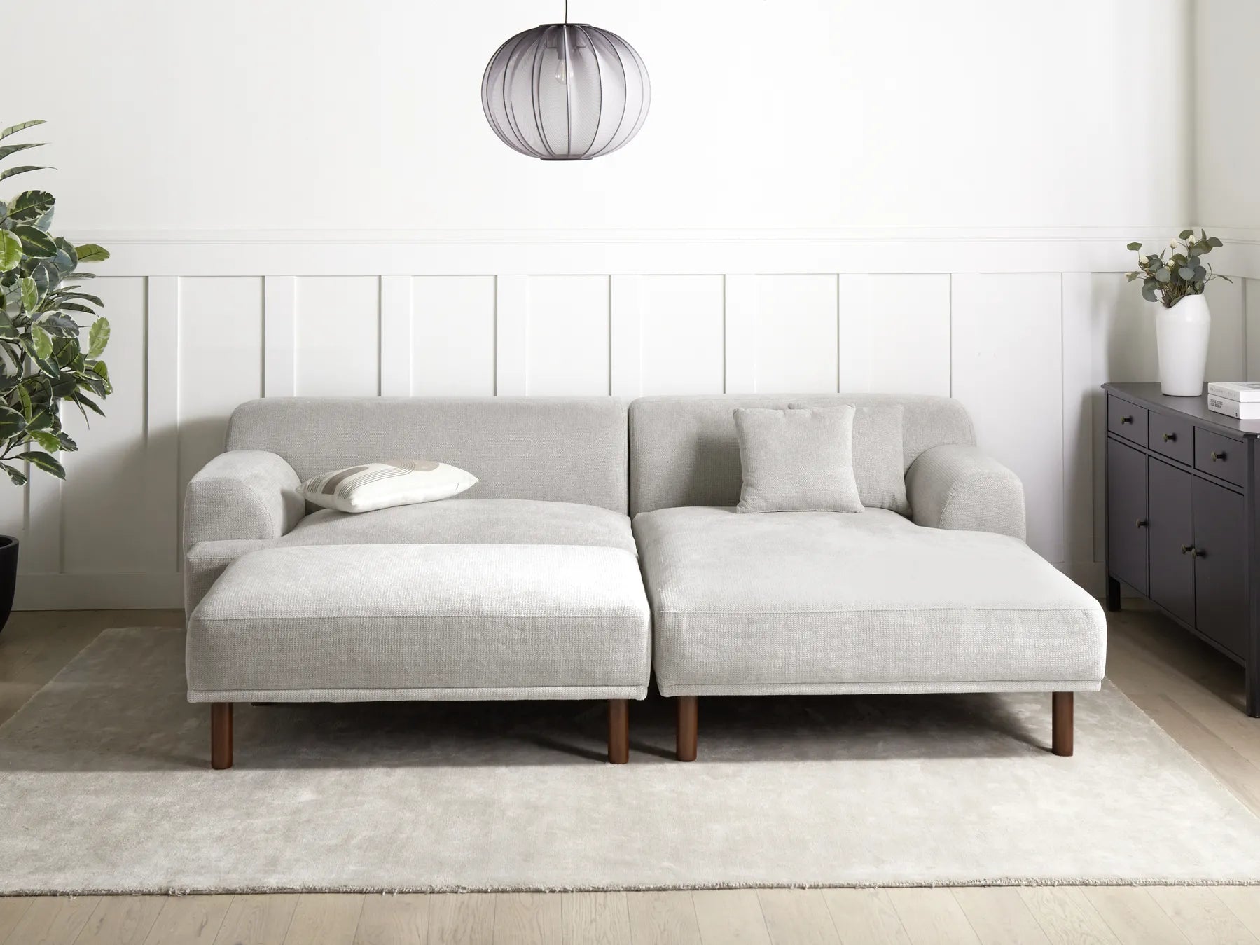 Corner Sofa 3 Seater HOLT Fabric Light Grey Left Hand