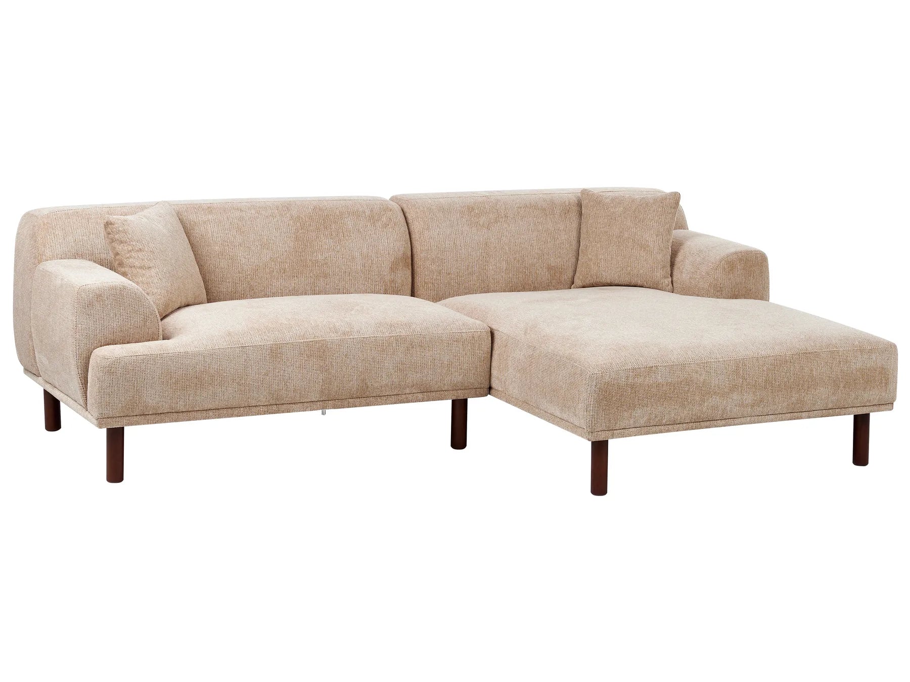 Corner Sofa 3 Seater HOLT Fabric Beige Left Hand