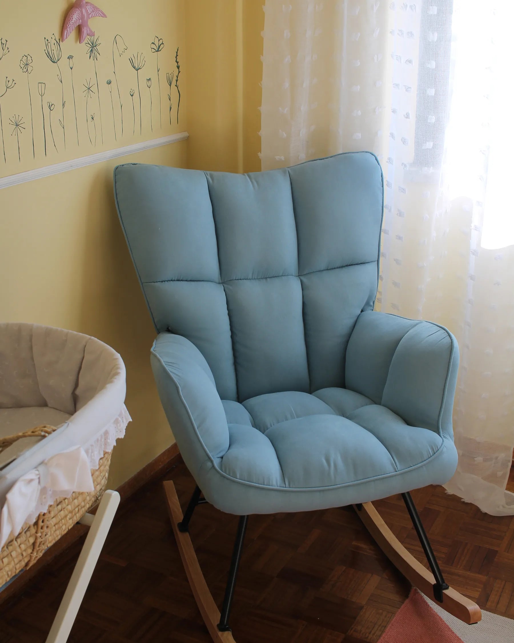 Rocking Chair OULU Fabric Light Blue