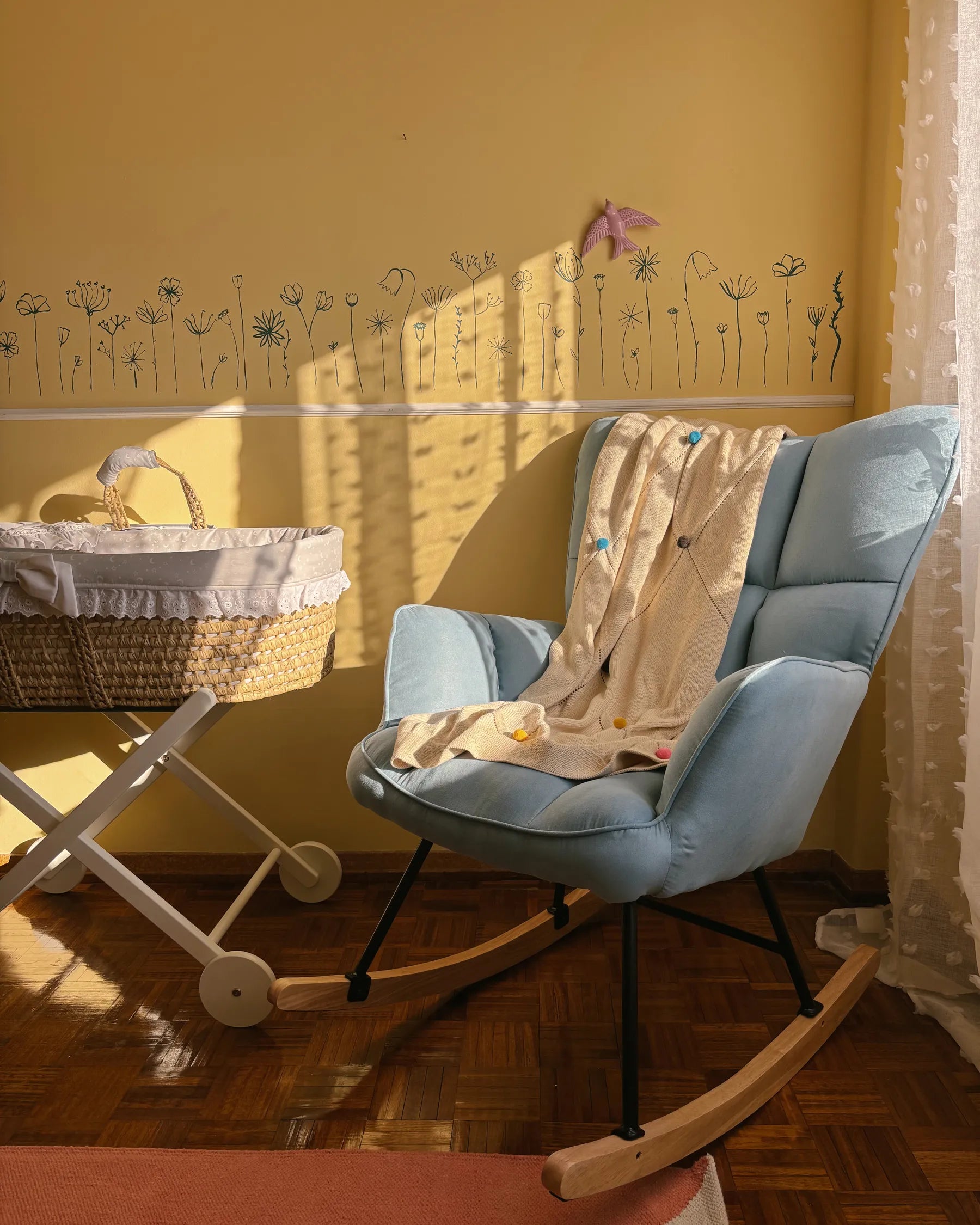 Rocking Chair OULU Fabric Light Blue