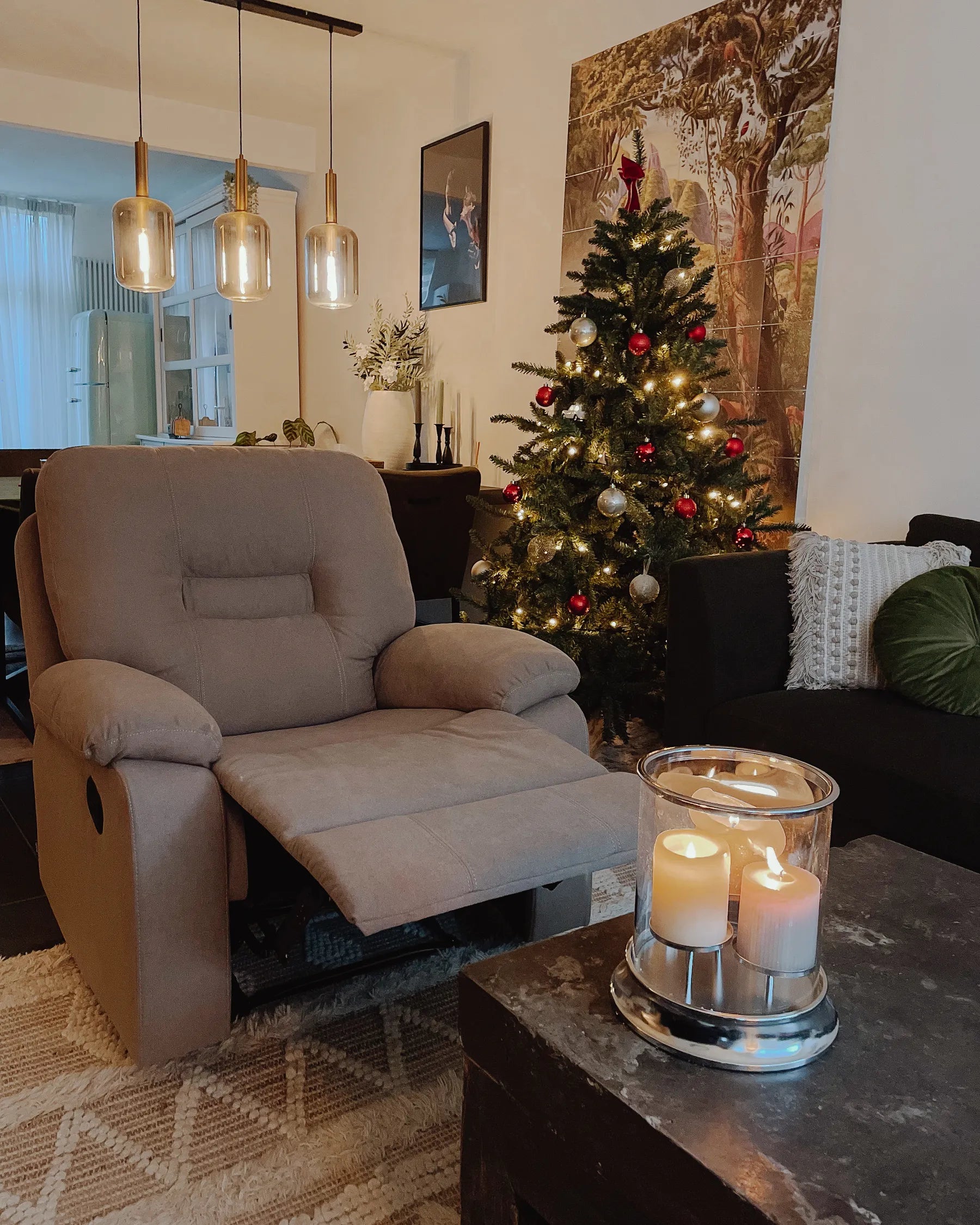 Recliner Chair BERGEN With Footrest Fabric Taupe