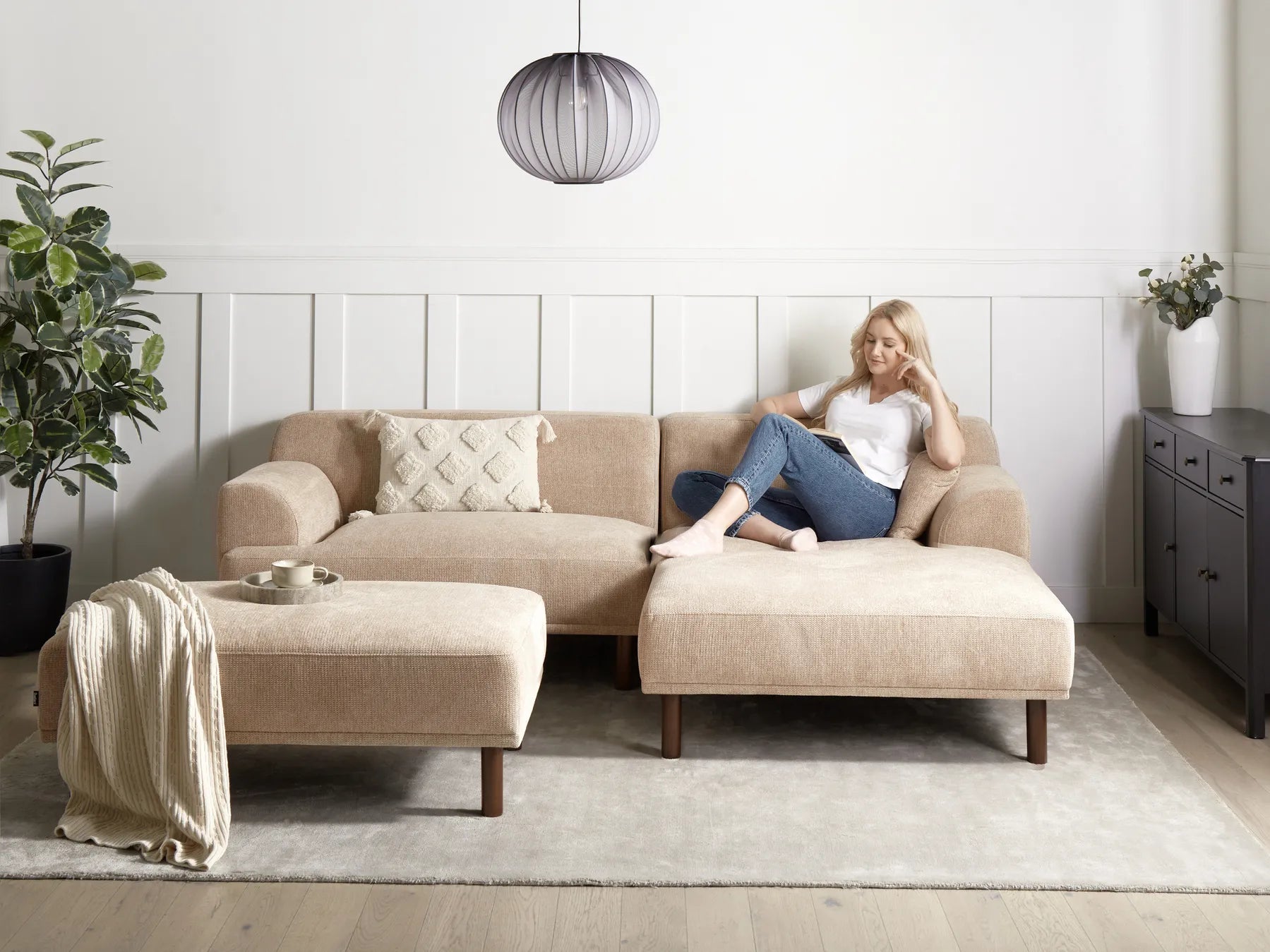 Ottoman HOLT Fabric Beige