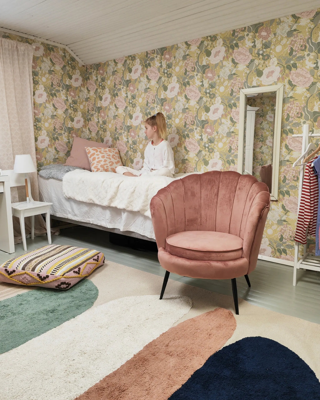 Pouffe MAPLE Cotton Multicolour