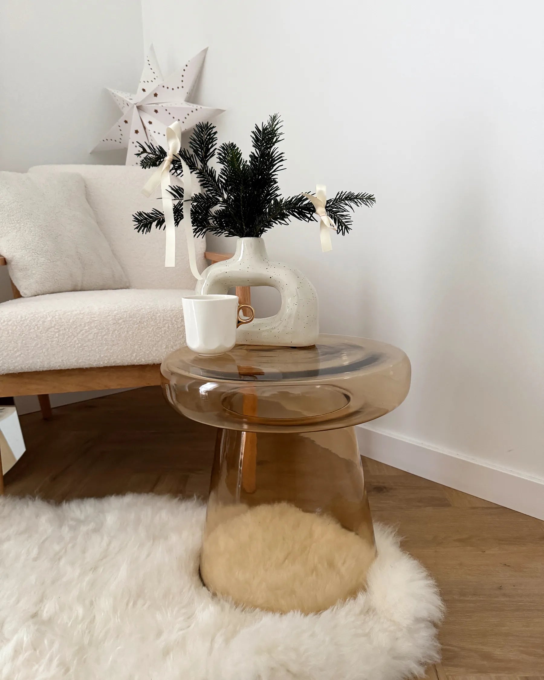 Side Table CALDERA Glass Golden Brown