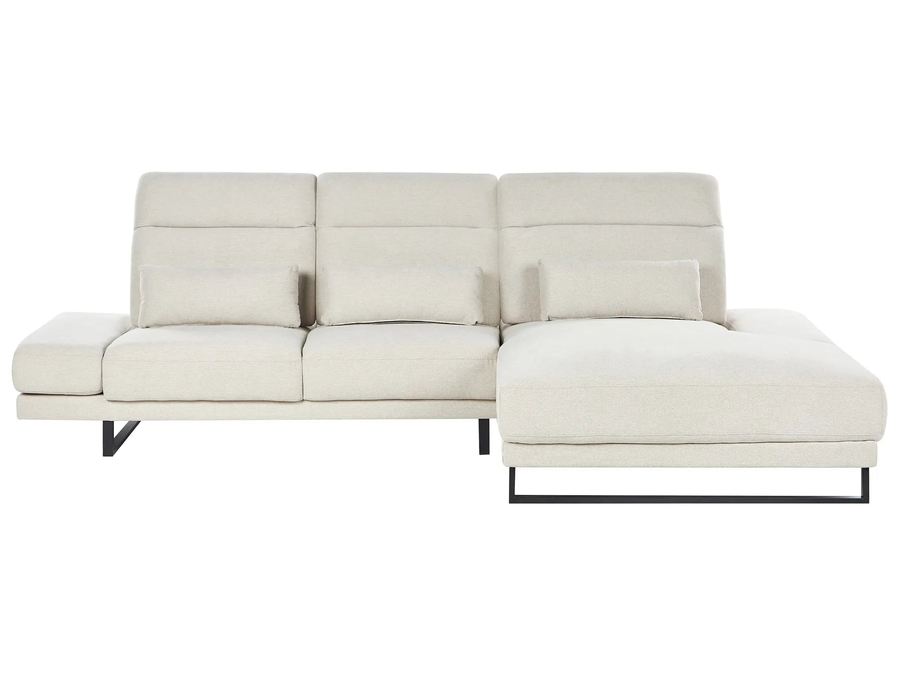 Corner Sofa 4 Seater IKAST  Fabric Light Beige Left Hand