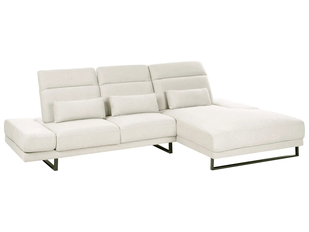 Corner Sofa 4 Seater IKAST  Fabric Light Beige Left Hand