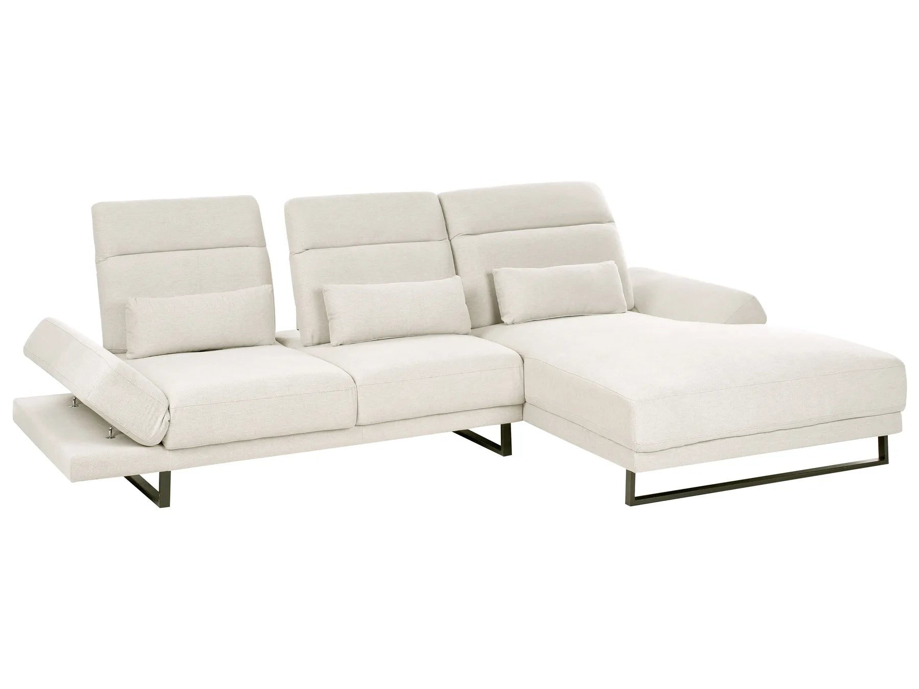 Corner Sofa 4 Seater IKAST  Fabric Light Beige Left Hand