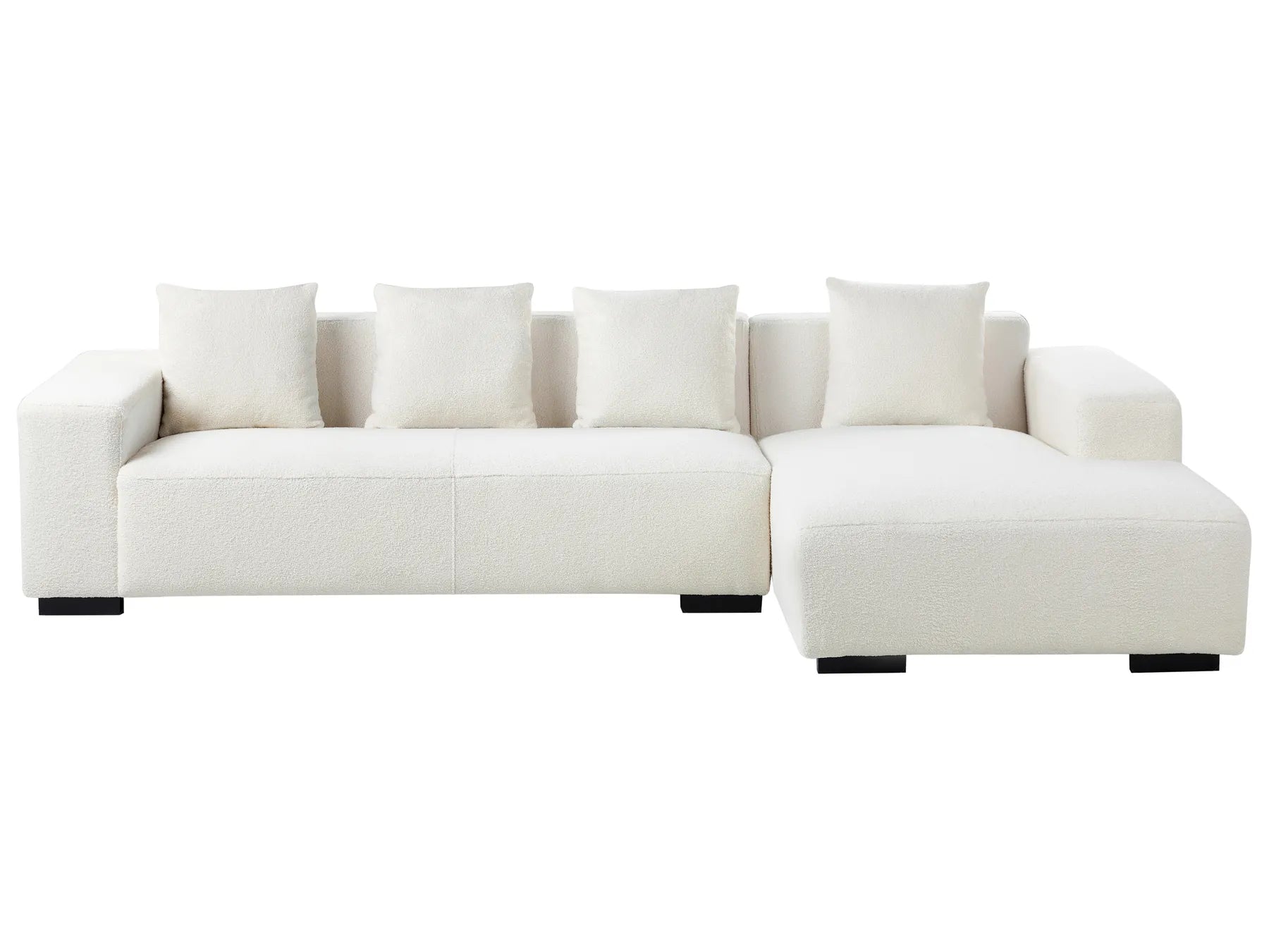 Corner Sofa 4 Seater LUNGO Boucle White Left Hand