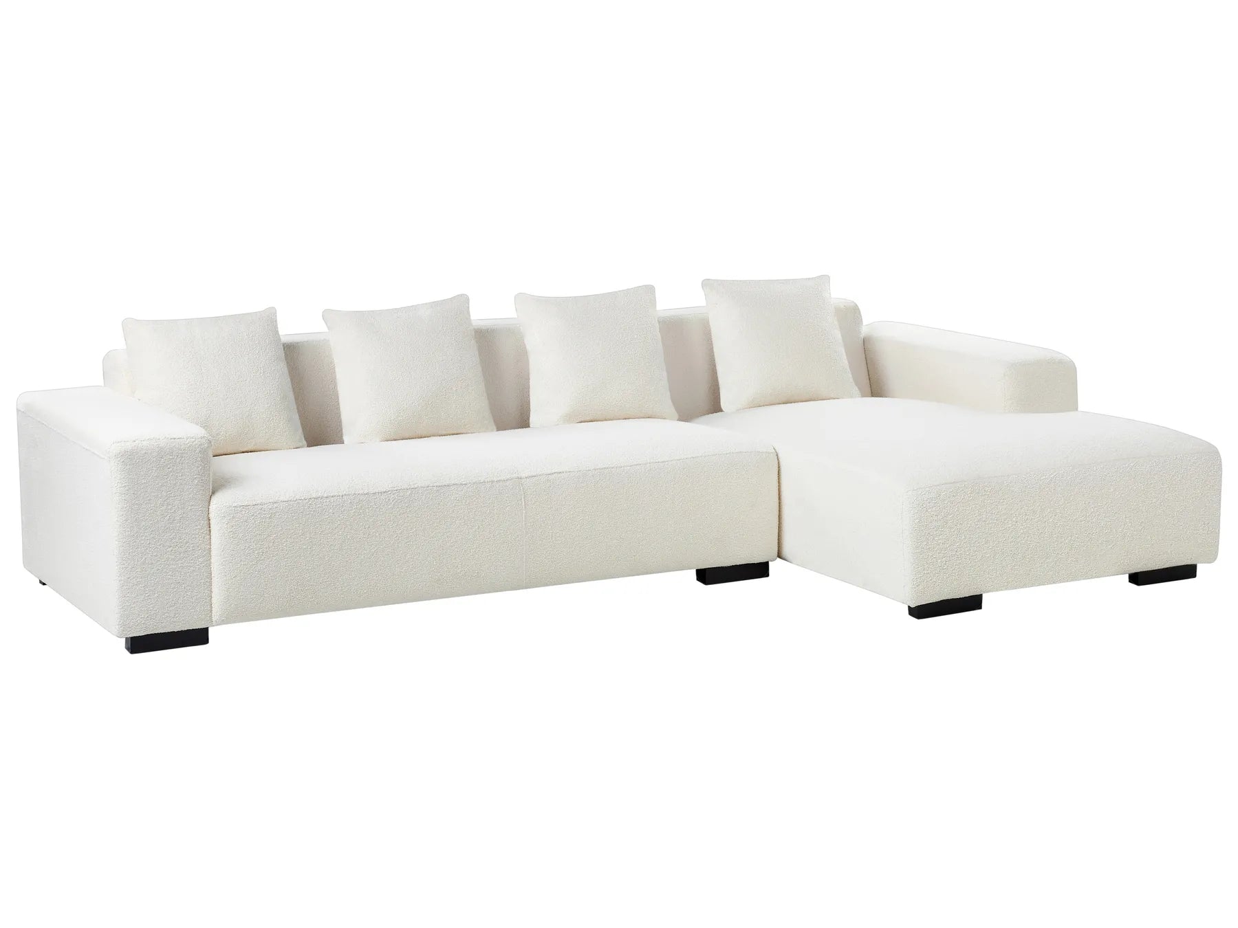 Corner Sofa 4 Seater LUNGO Boucle White Left Hand