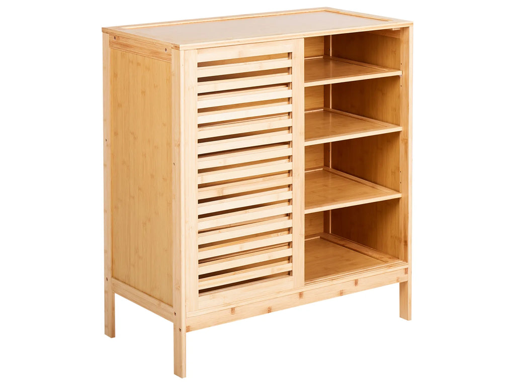 Shoe Storage Cabinet MIDWOOD Bamboo Wood Light Brown