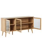 Glass Display Sideboard ALBANY 150 cm Light Brown