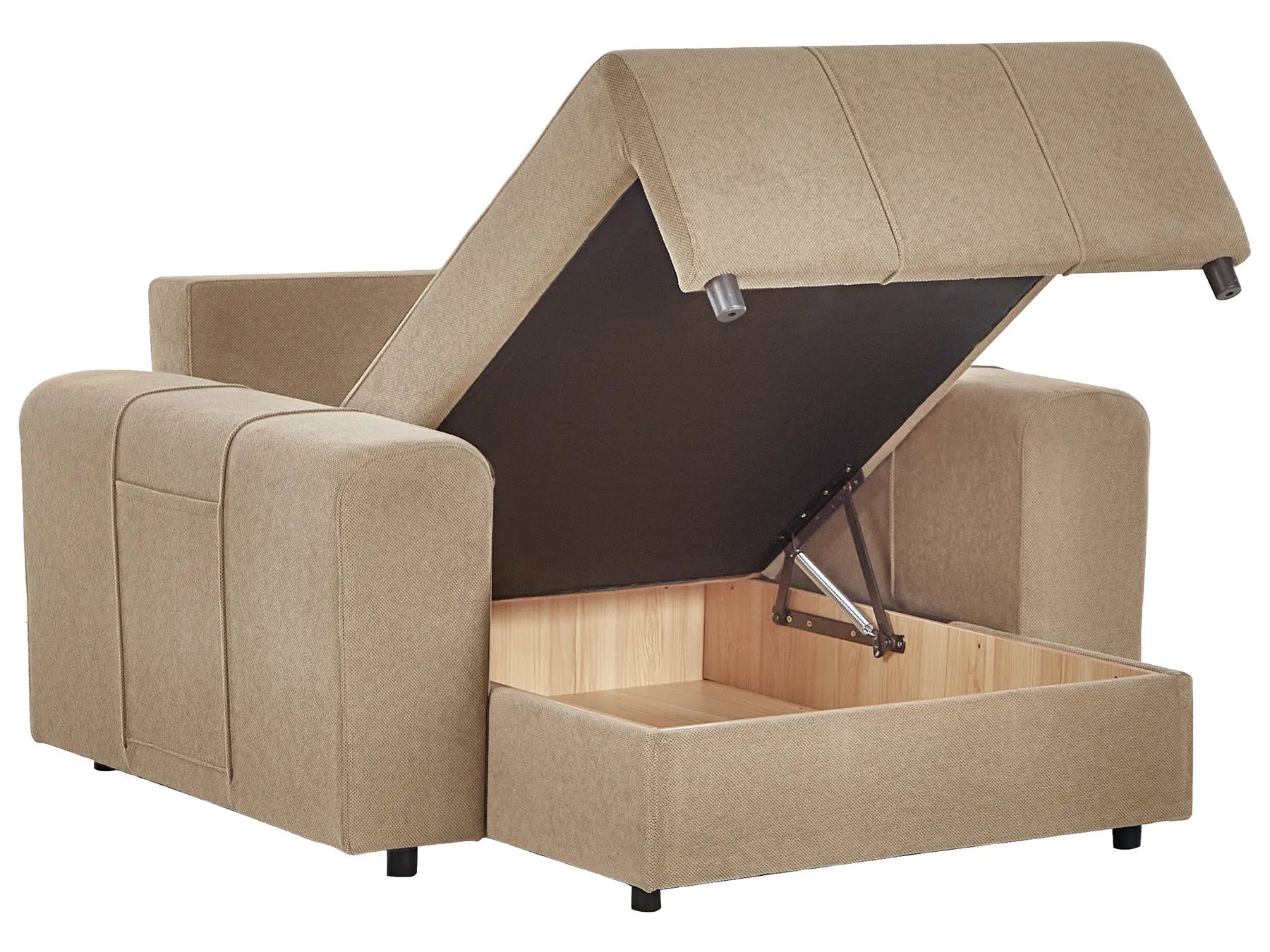 Chaise Longue INNVIK Fabric Brown with Storage