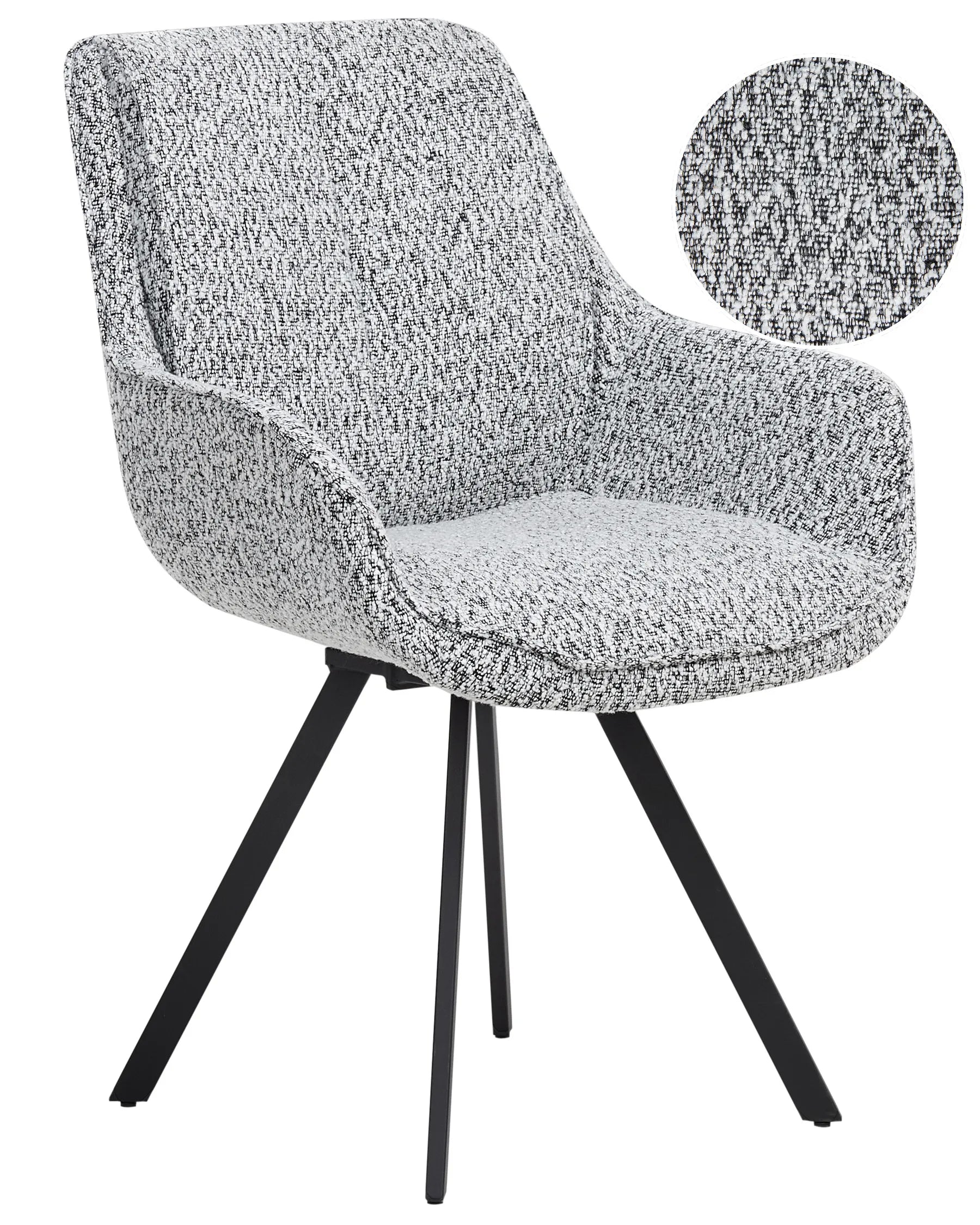 Dining Chair Swivel Boucle Black/ White