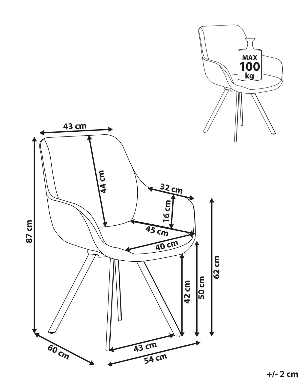 Dining Chair Swivel Boucle Black/ White
