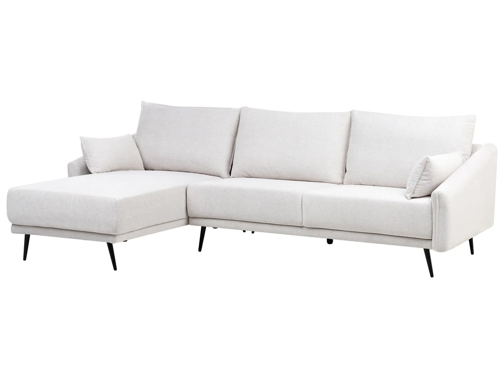 Corner Sofa 3 Seater VARDE Fabric Off-White Right Hand