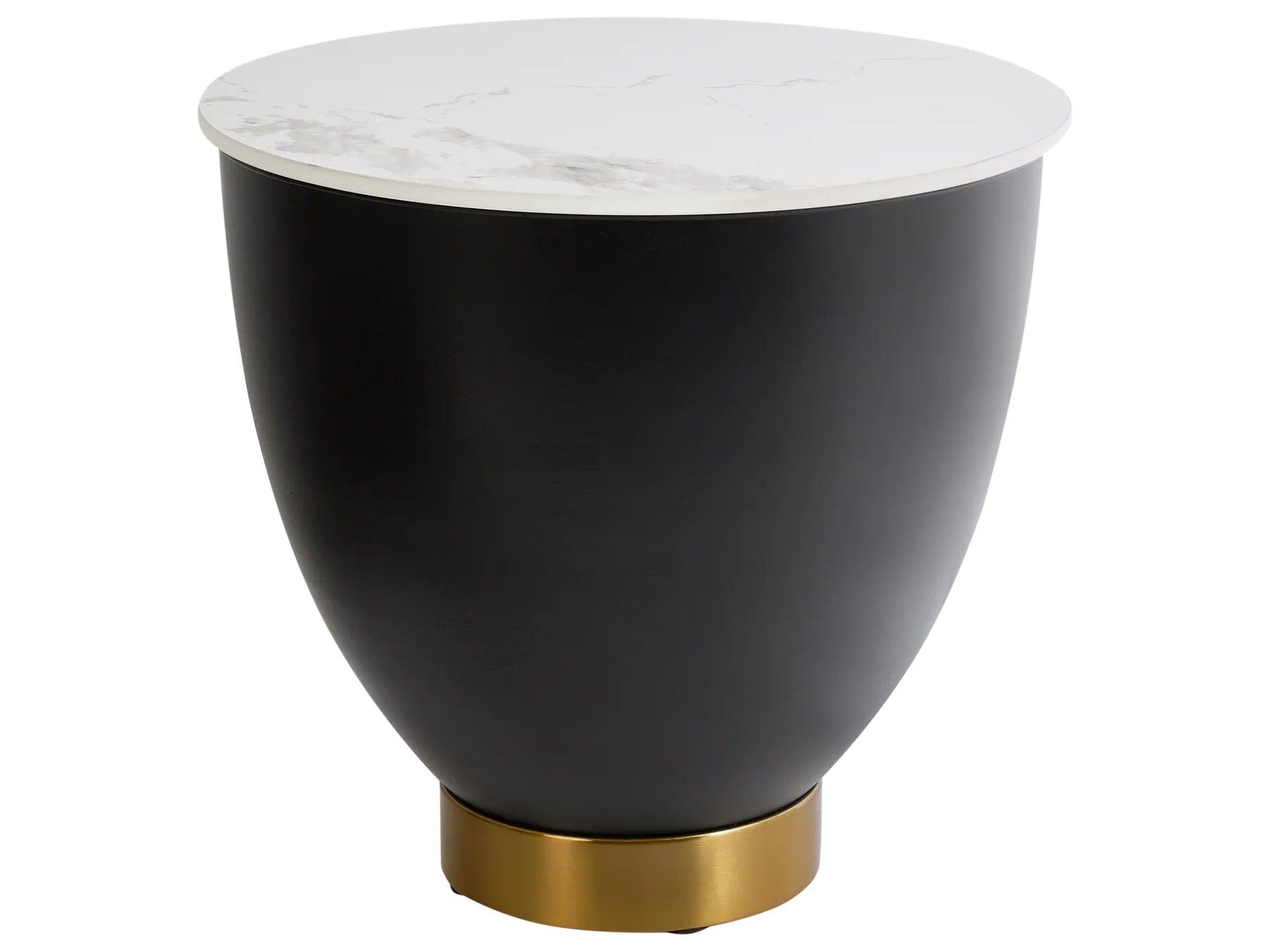 Side Table NADINE Ceramic Black with Storage