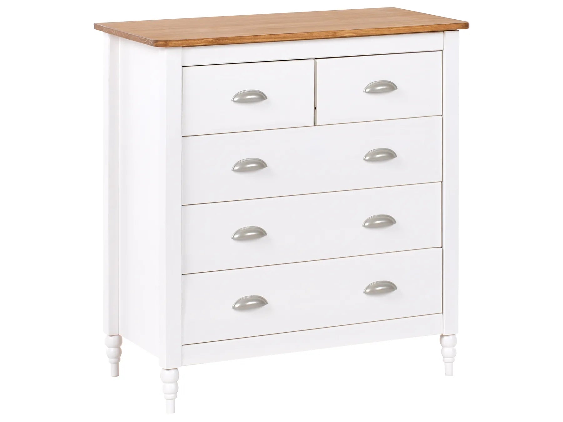 5 Drawer Chest SHILLINGTON Pine Wood White