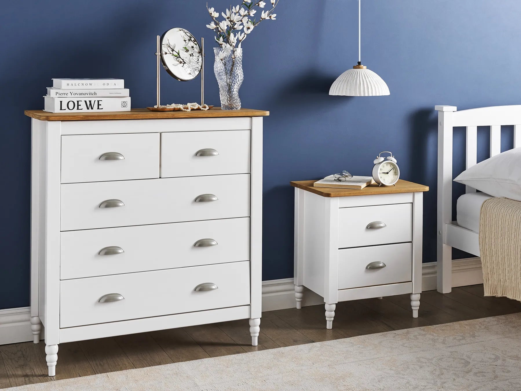 5 Drawer Chest SHILLINGTON Pine Wood White