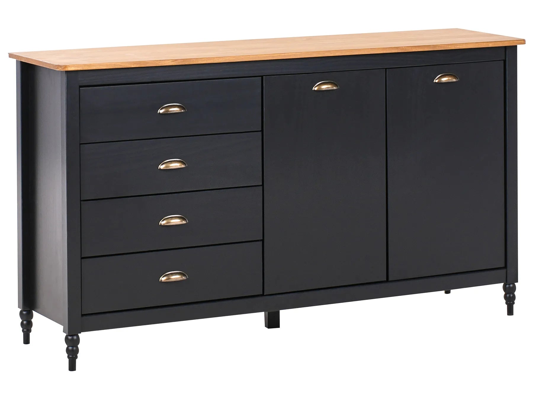2 Door Sideboard SHILLINGTON Pine Wood Black