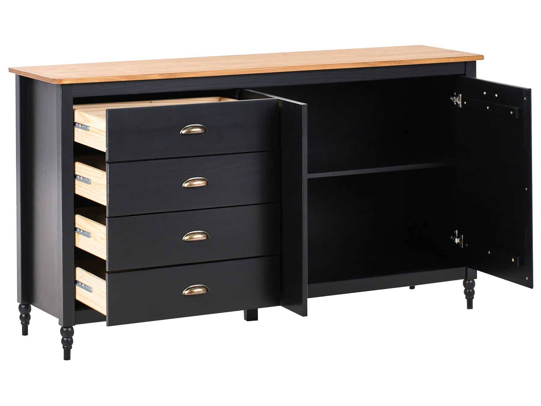 2 Door Sideboard SHILLINGTON Pine Wood Black