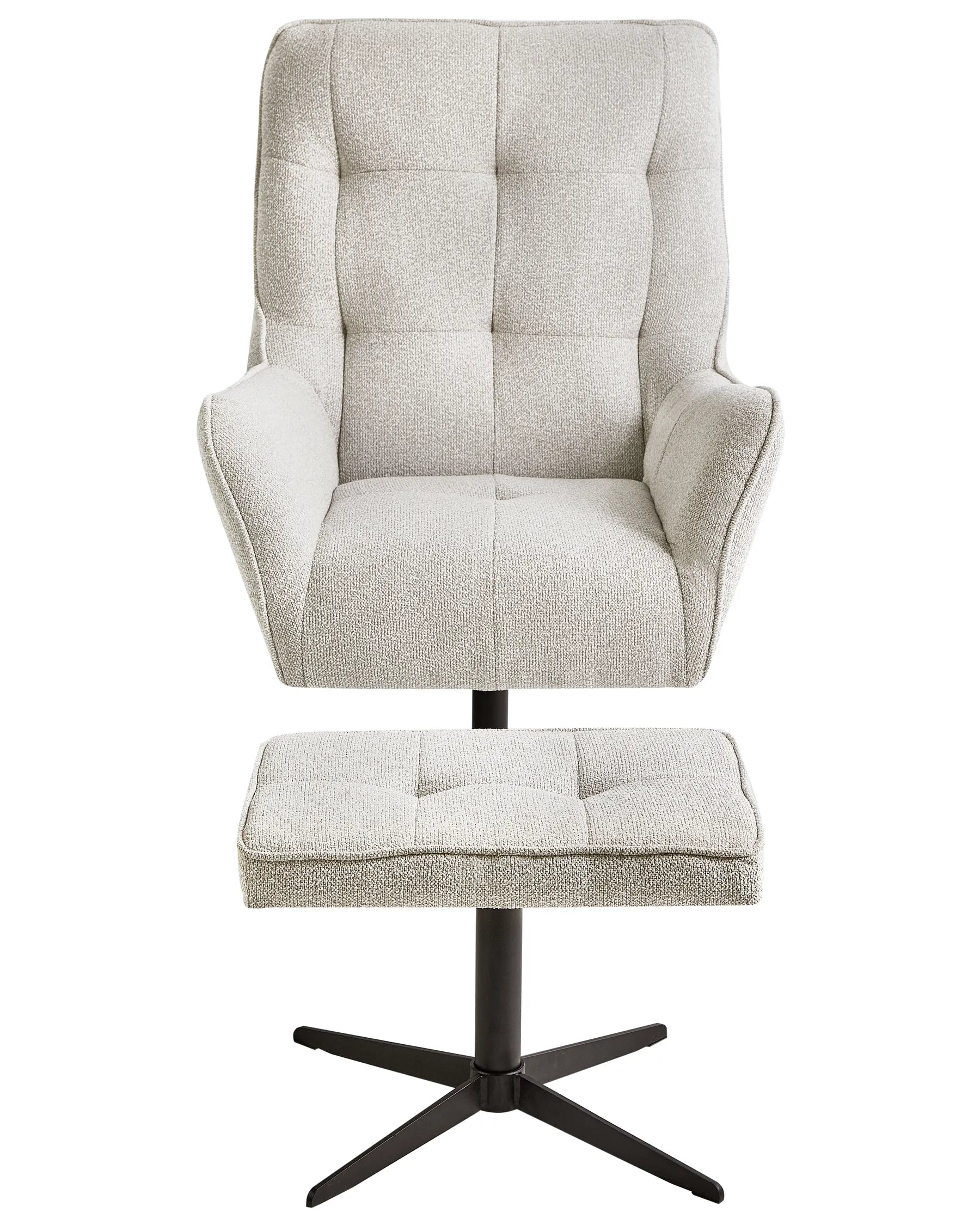 Swivel Armchair MOLLE II with Footstool Fabric Light Beige