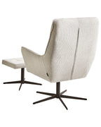 Swivel Armchair MOLLE II with Footstool Fabric Light Beige