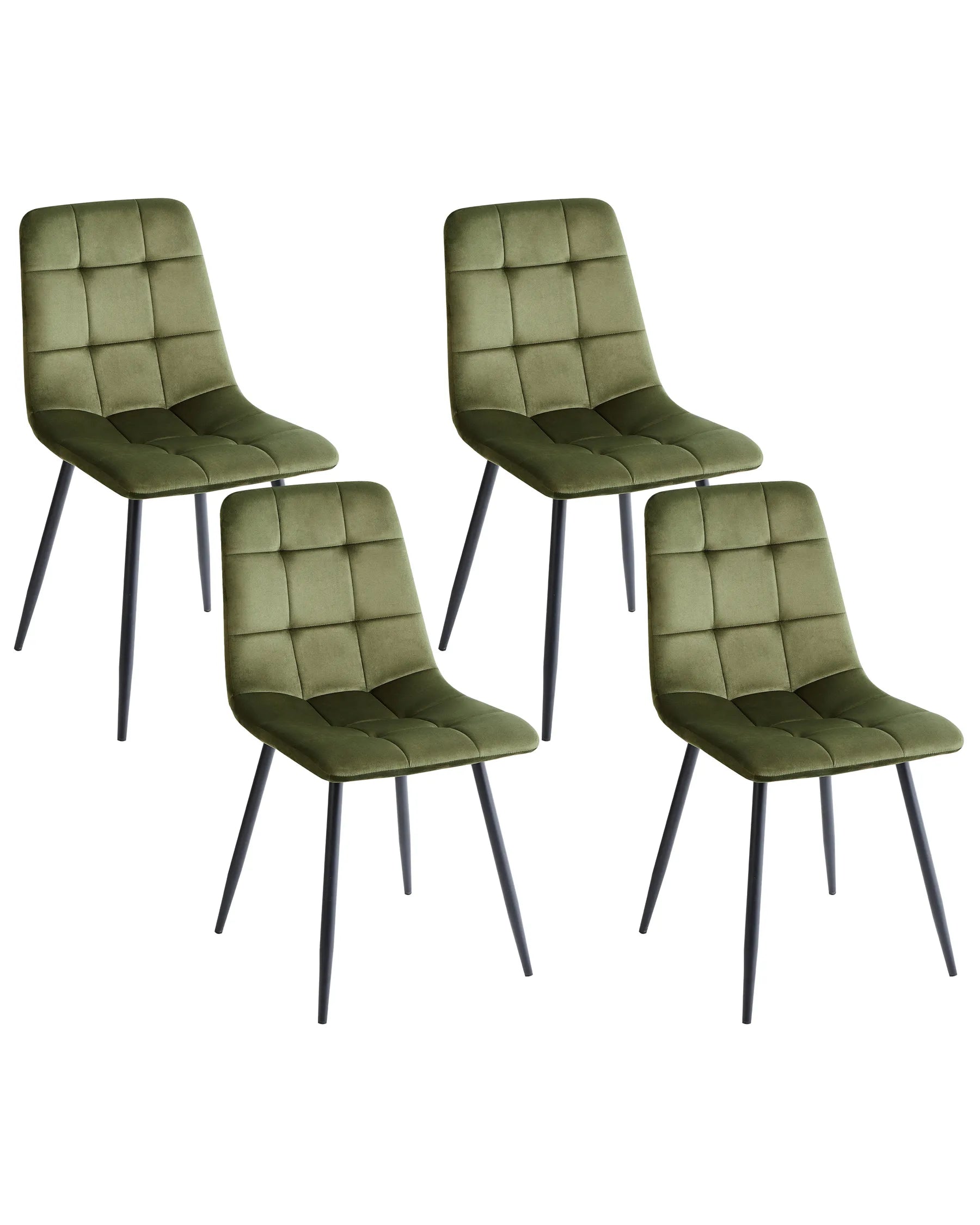 Set of 4 Dining Chairs Velvet Olive Green