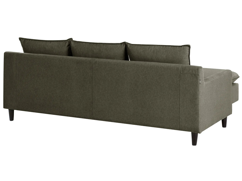 Corner Sofa 3 Seater ELVENES Fabric Dark Green Right Hand