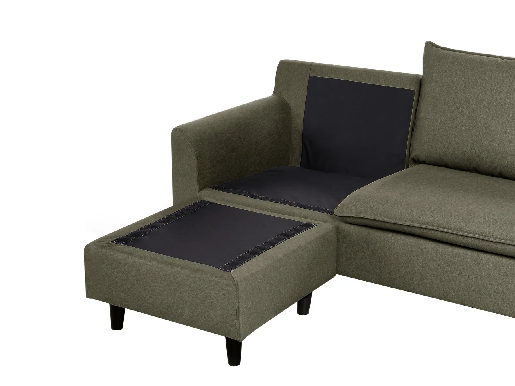 Corner Sofa 3 Seater ELVENES Fabric Dark Green Right Hand