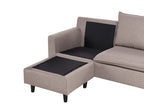 Corner Sofa 3 Seater ELVENES Fabric Taupe Right Hand