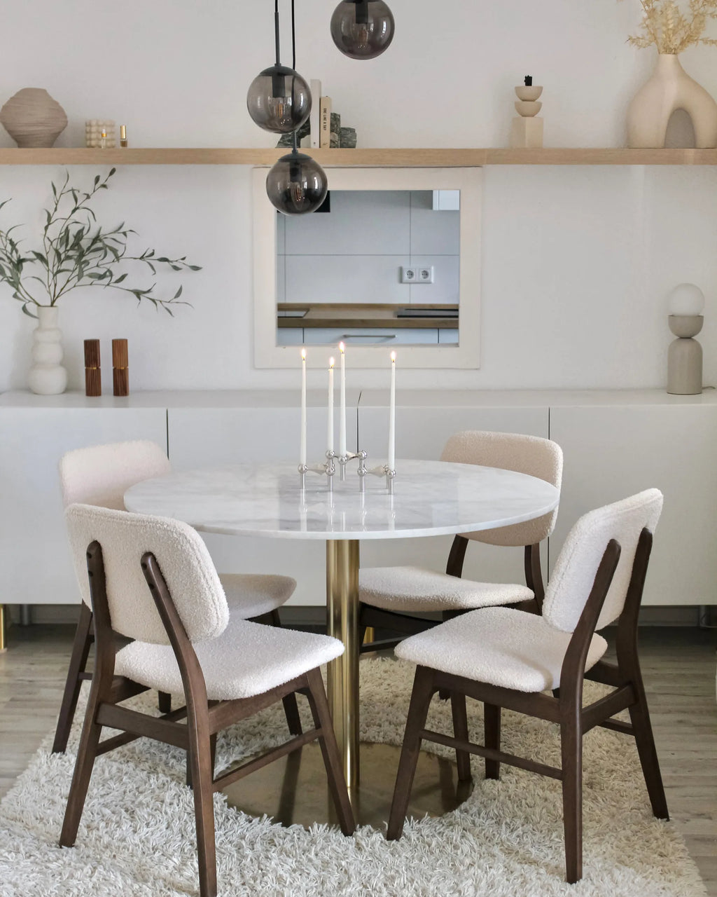 Set of 2 Dining Chairs Wood Dark Brown/ Beige