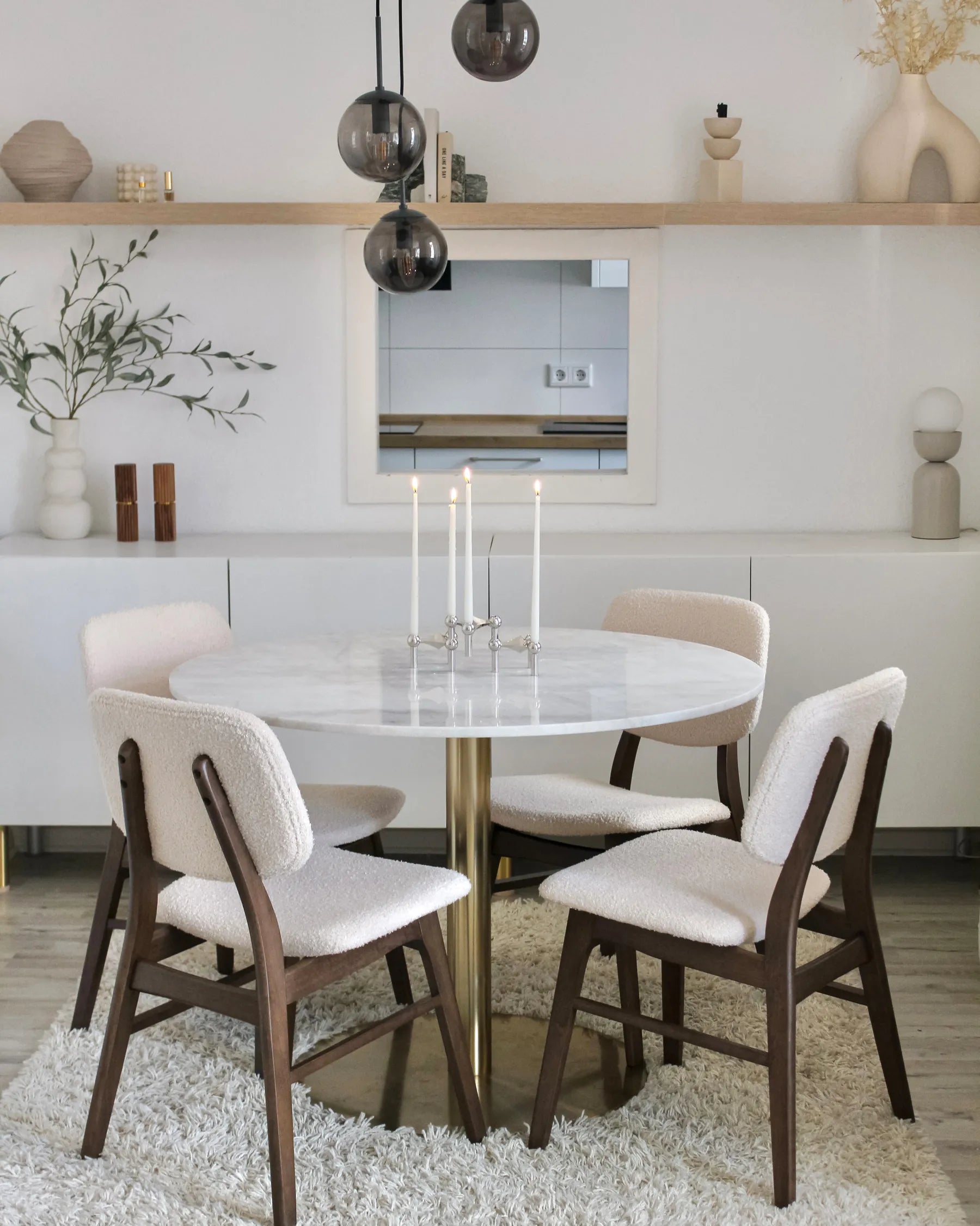 Set of 2 Dining Chairs Wood Dark Brown/ Beige