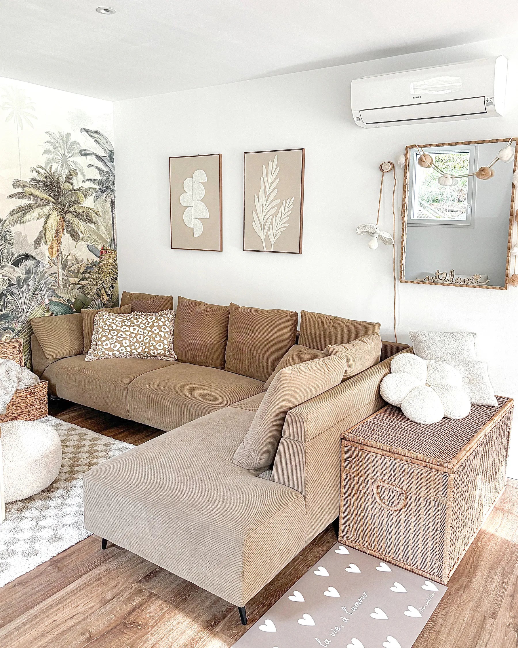 Corner Sofa 4 Seater LUNNER Corduroy Brown Left Hand