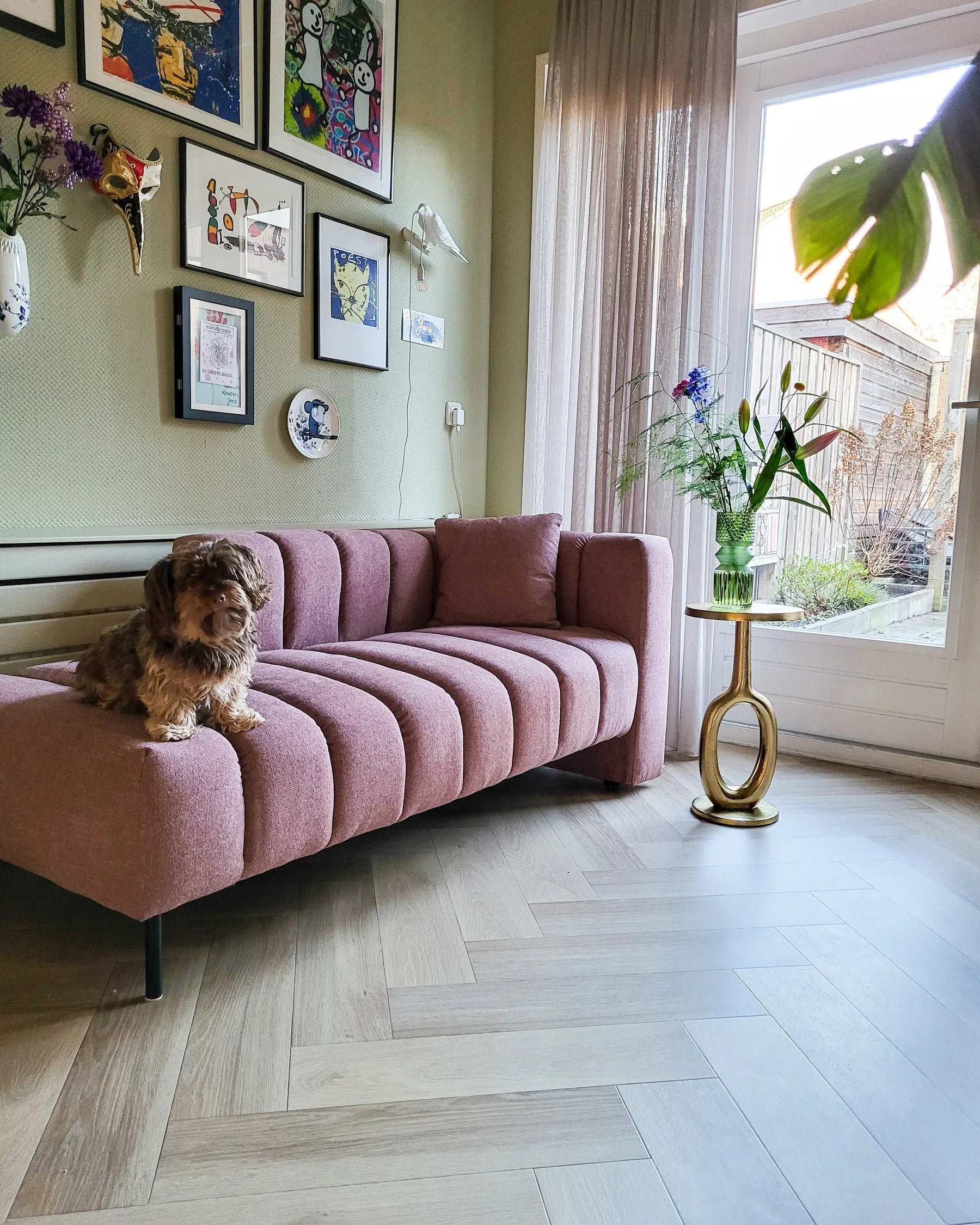 Right-Hand Chaise Lounge LANNILS Fabric Pink