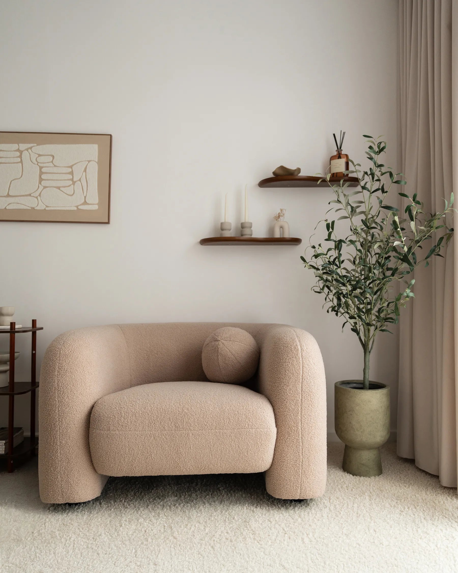 Living Room Set 5 Seater LEIREN Boucle Beige