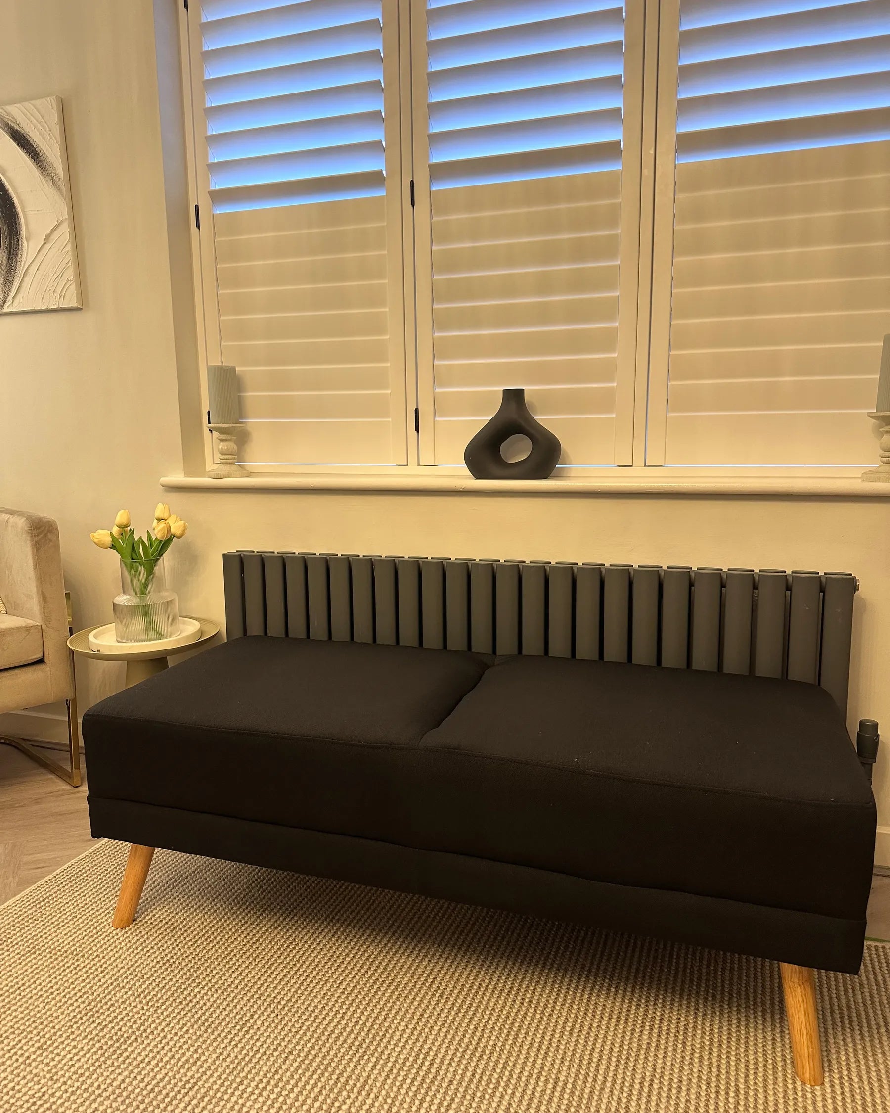 Living Room Set FLORLI Fabric Black