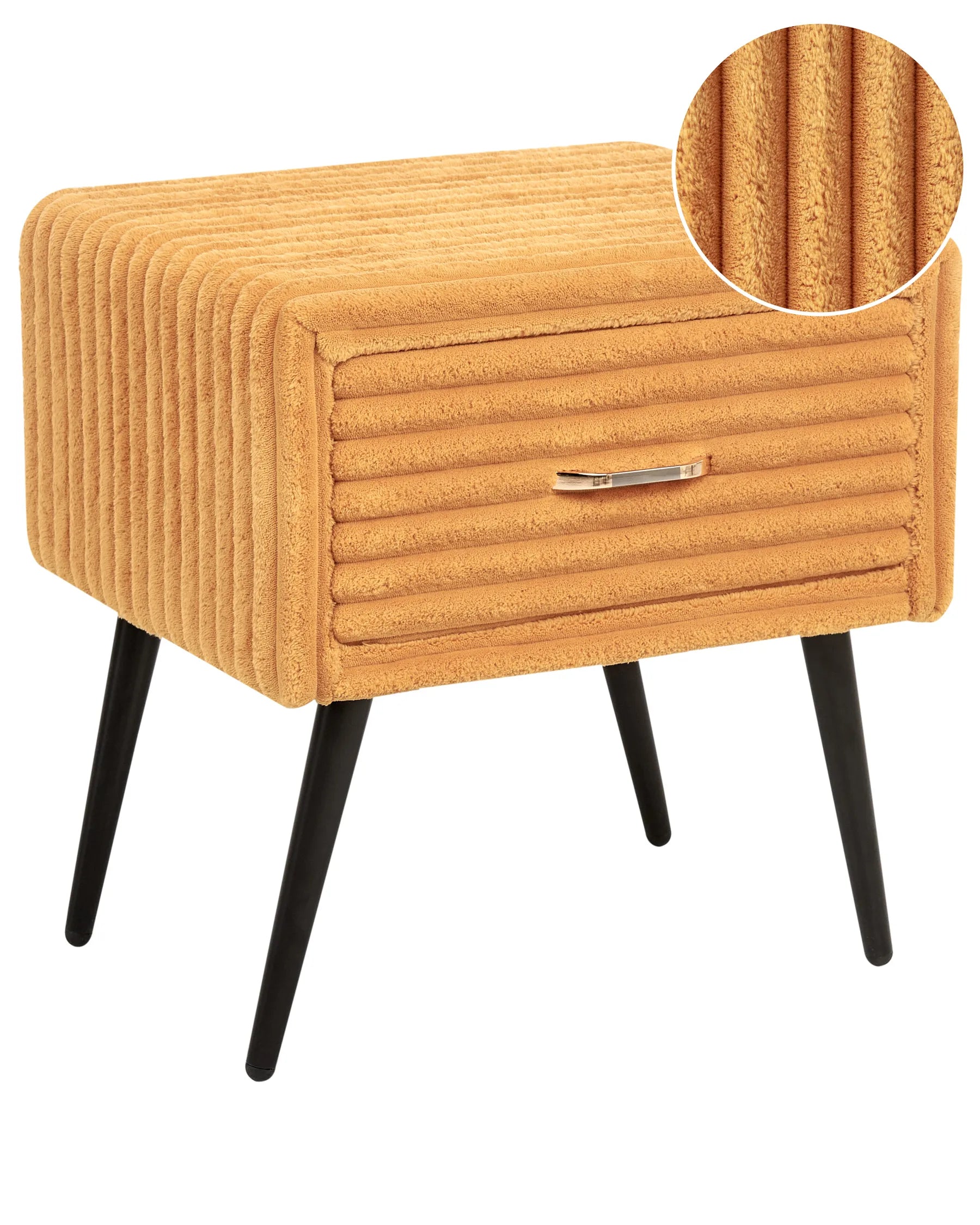 1 Drawer Bedside Table FLAYAT Corduroy Orange
