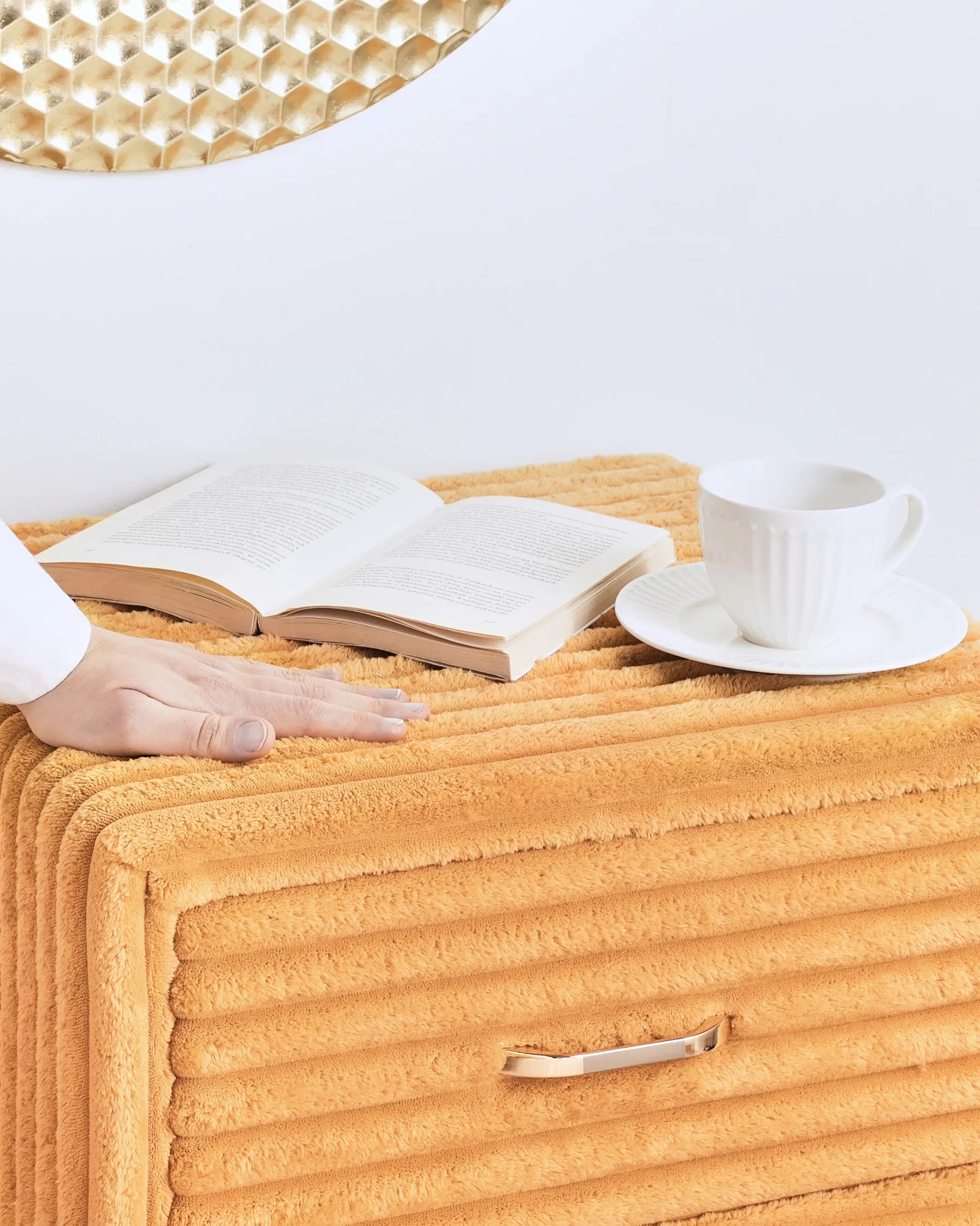 1 Drawer Bedside Table FLAYAT Corduroy Orange