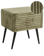 1 Drawer Bedside Table FLAYAT Corduroy Green