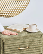 1 Drawer Bedside Table FLAYAT Corduroy Green