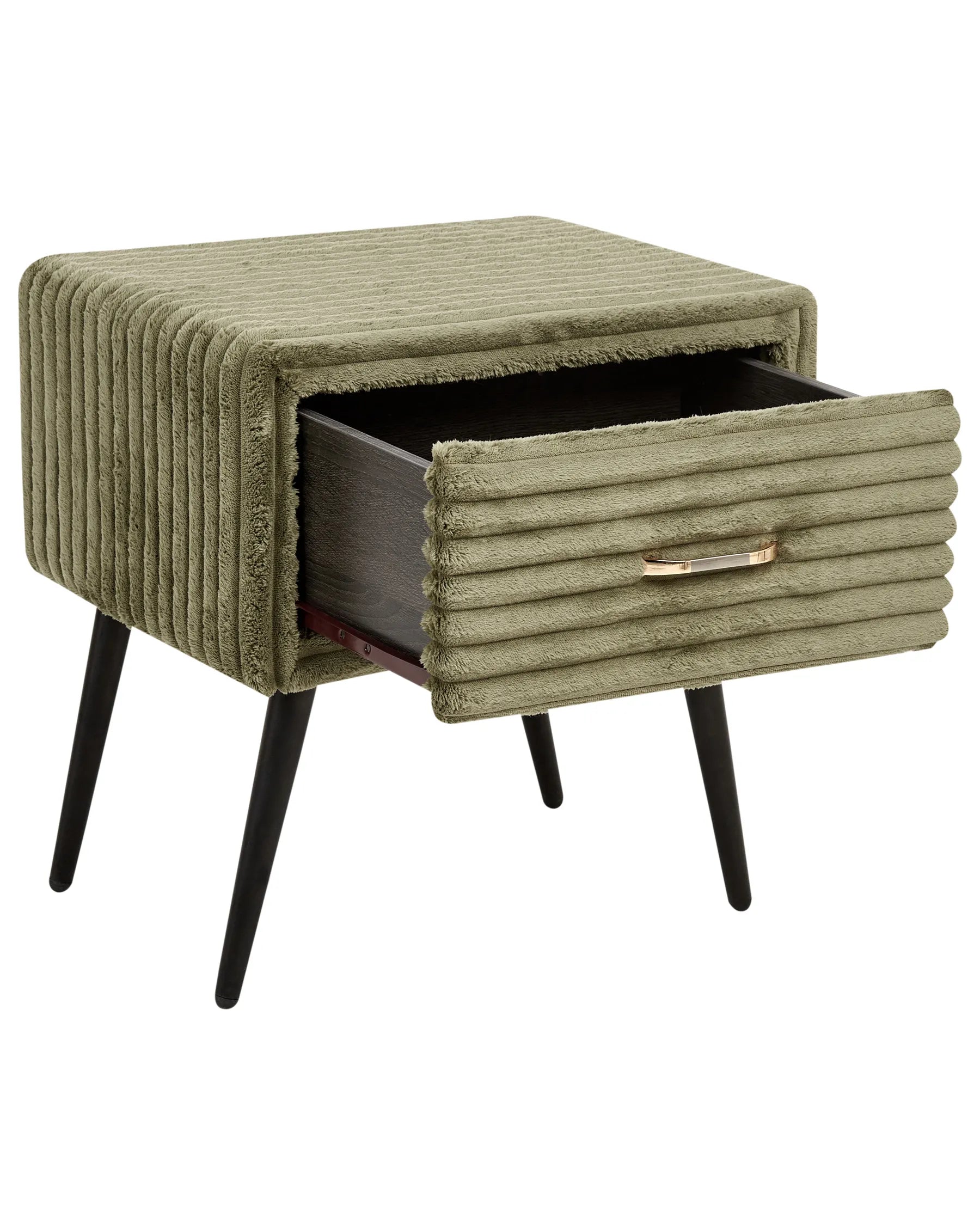 1 Drawer Bedside Table FLAYAT Corduroy Green