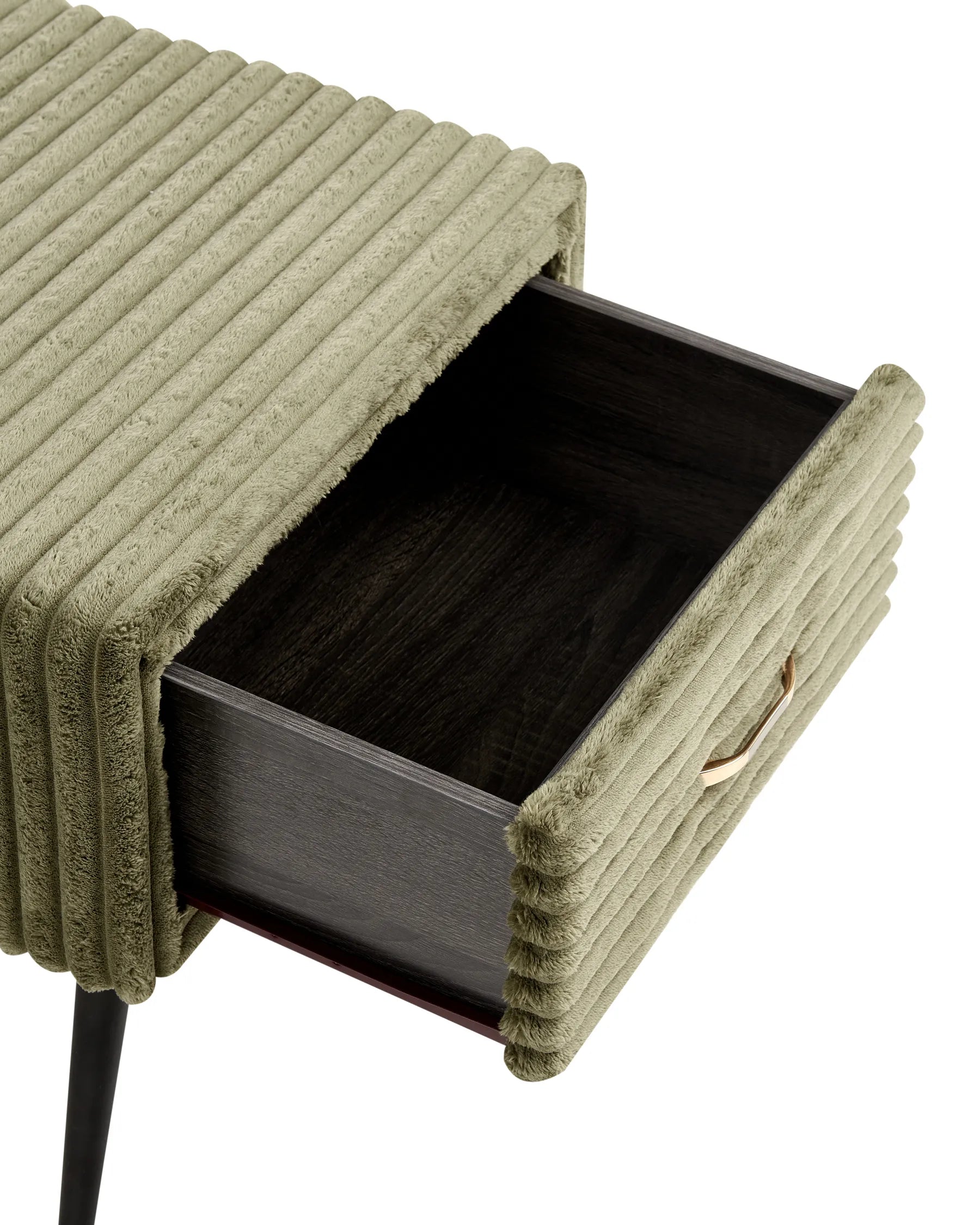 1 Drawer Bedside Table FLAYAT Corduroy Green