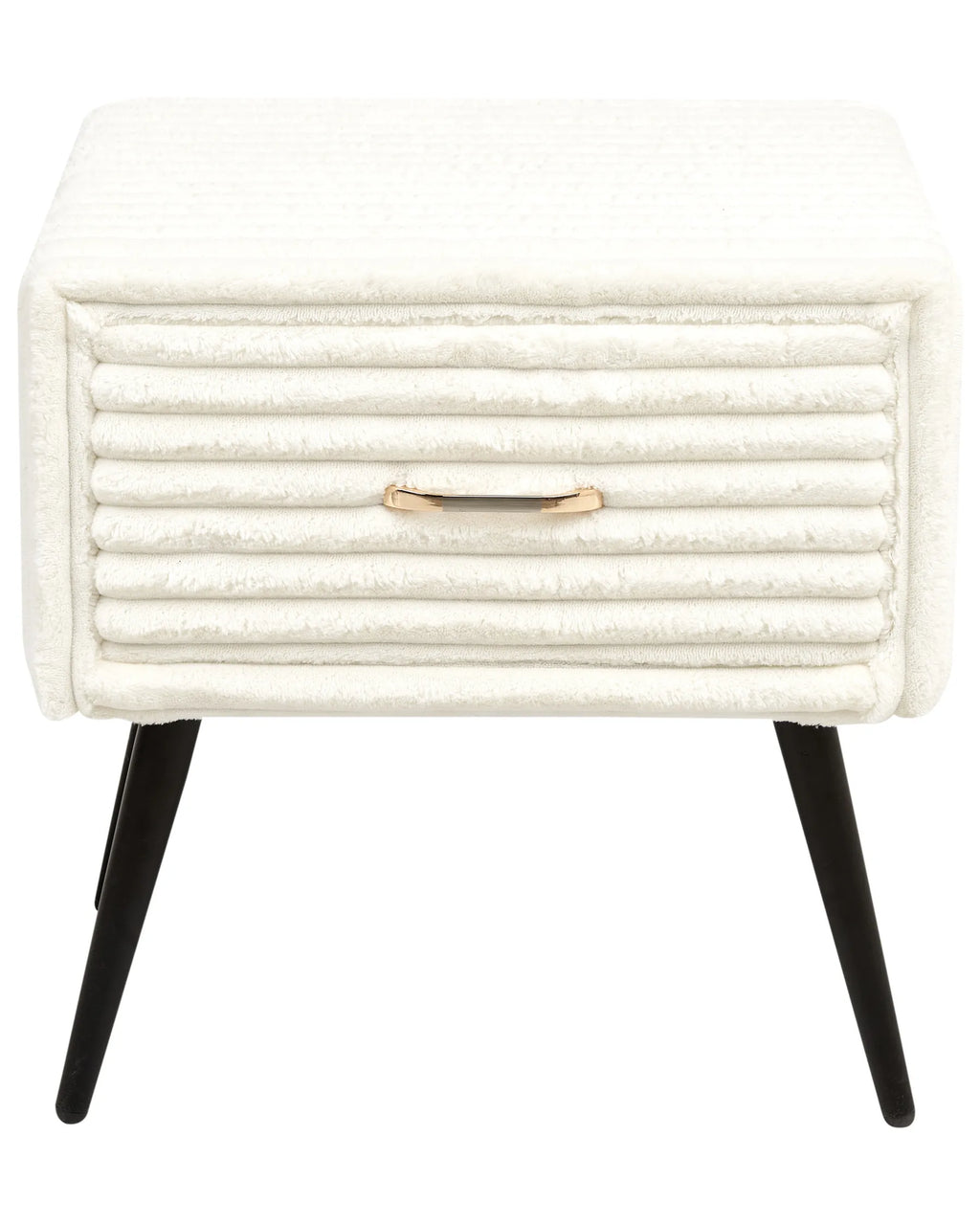 1 Drawer Bedside Table FLAYAT Corduroy Off-White