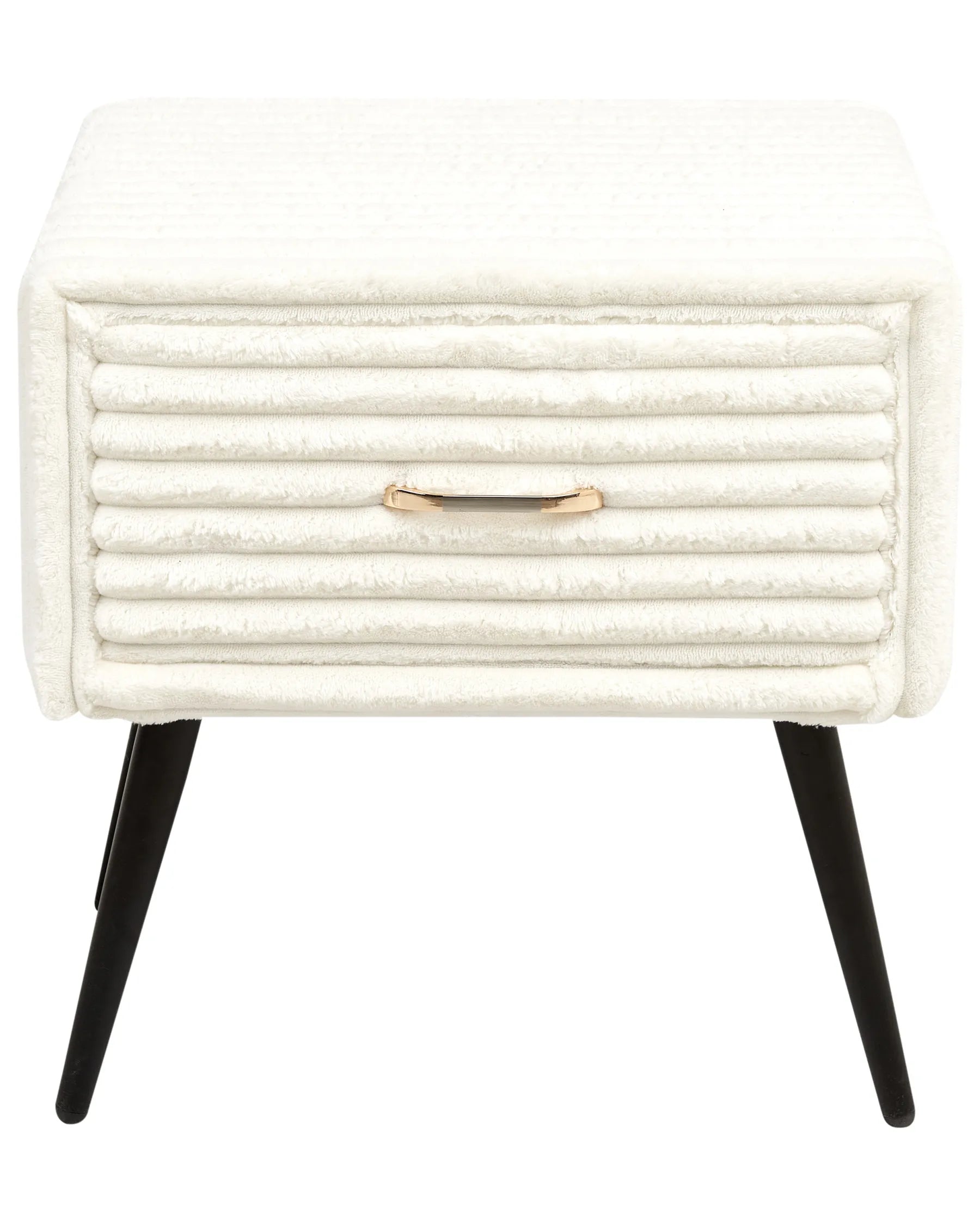 1 Drawer Bedside Table FLAYAT Corduroy Off-White
