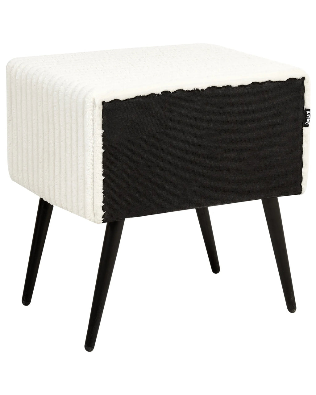 1 Drawer Bedside Table FLAYAT Corduroy Off-White