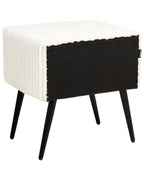 1 Drawer Bedside Table FLAYAT Corduroy Off-White