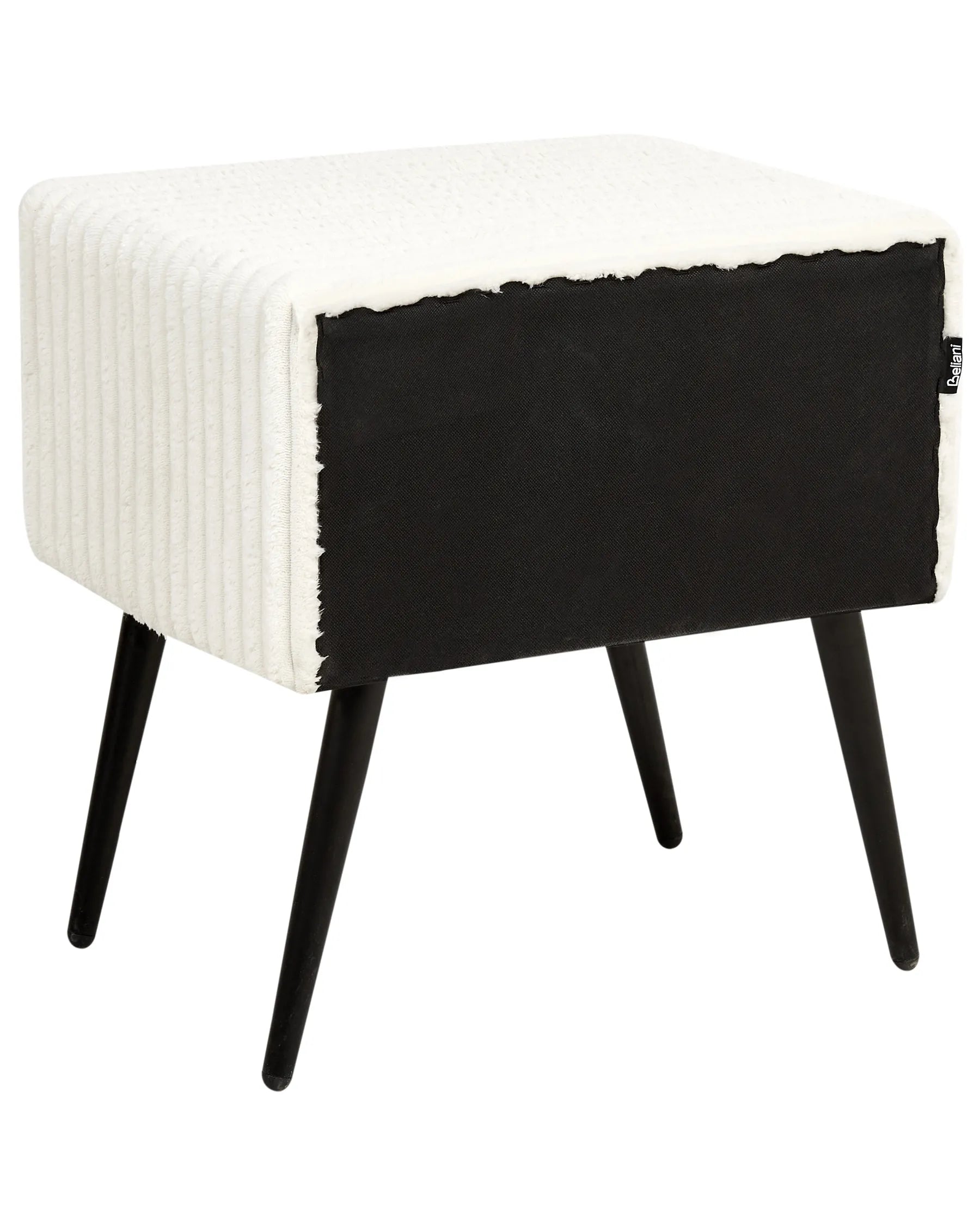 1 Drawer Bedside Table FLAYAT Corduroy Off-White