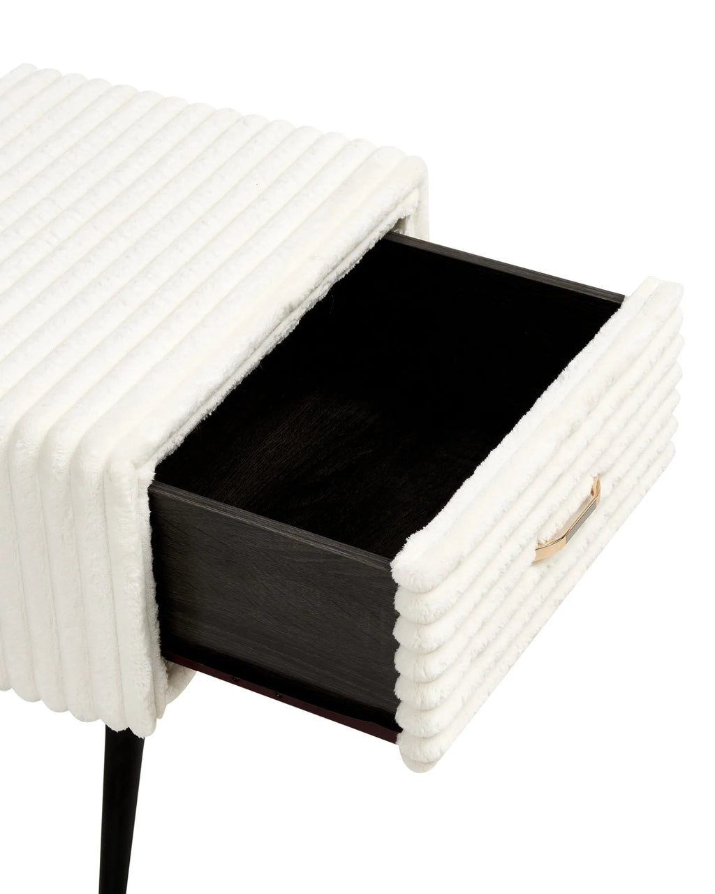 1 Drawer Bedside Table FLAYAT Corduroy Off-White